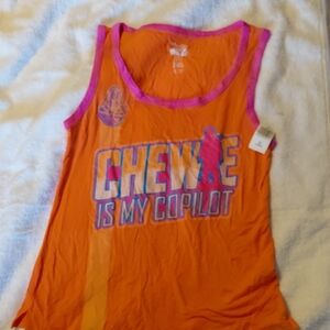 Disney Star Wars Chewie Orange and Pink Athletic Tank Tops with Wide Straps
